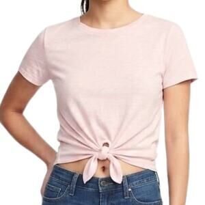 Old Navy Baby Pink Short Sleeve Tee T-shirt Midriff Tie Front Size XS Basic